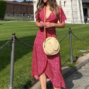 Red Patterned Two Piece Flowy Spring & Summer Set